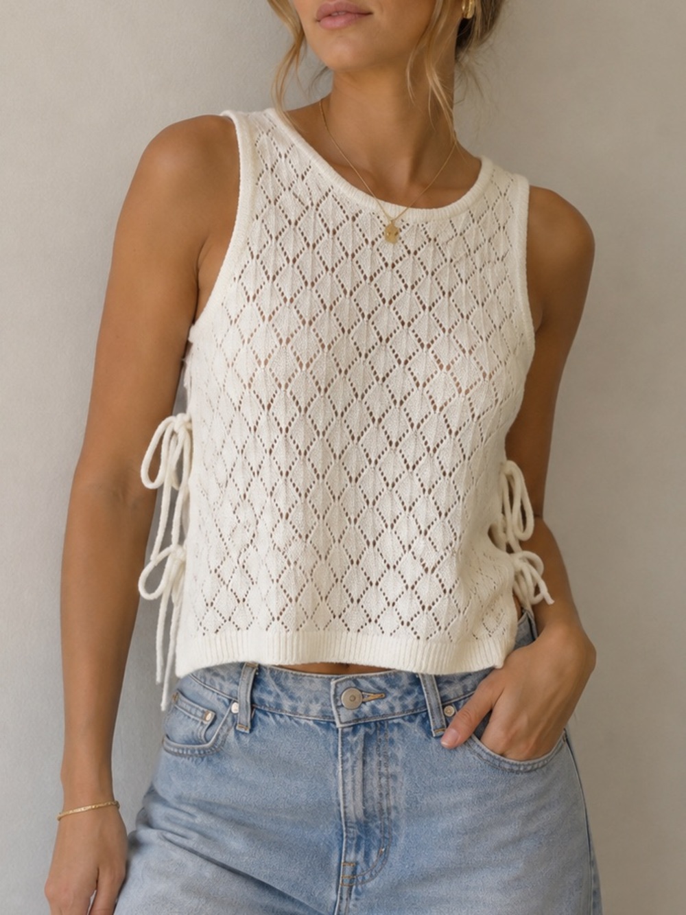 Dynamite Crochet Tank with Side Ties